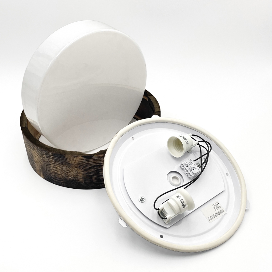 Kup. zidna svetiljka OAK SMOKY 2xE27/15W/230V IP54 ø 27,5 cm hrast/braon