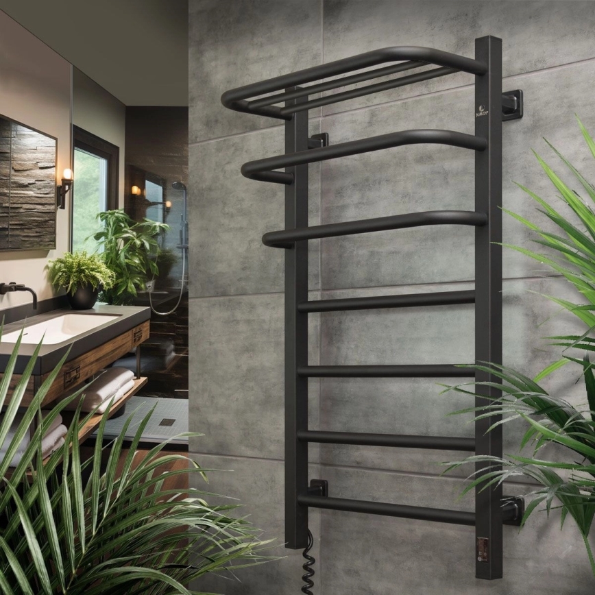 Kupaonski električni radijator sa termostatom FORTIS 350W/230V 80,6 cm IP44 crni levi