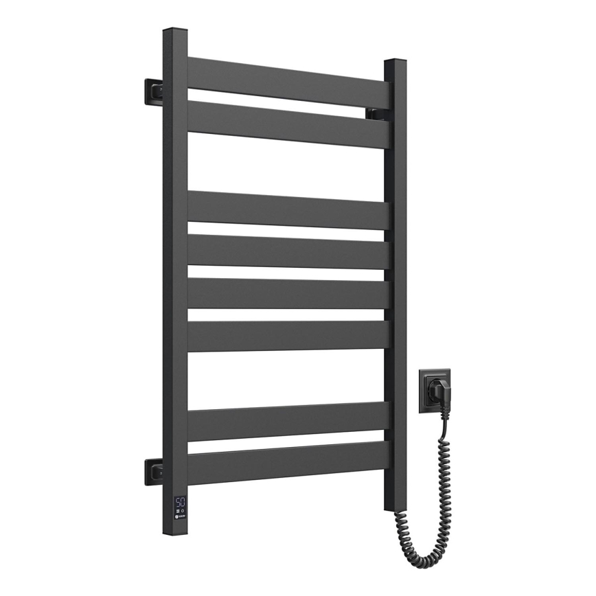 Kupaonski peškirni radijator sa termostatom LARGO 432W/230V 80,6 cm IP44 crni desni četvrtast