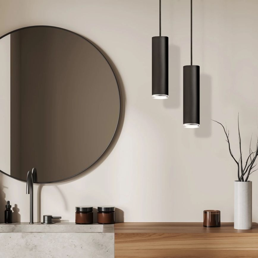 Kupatilo luster na sajli TURYN 1xGU10/10W/230V IP44 crni