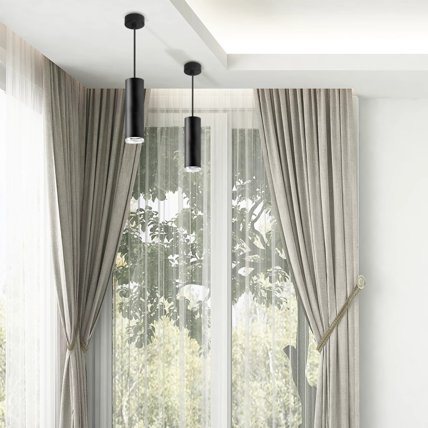 Kupatilo luster na sajli TURYN 1xGU10/10W/230V IP44 crni