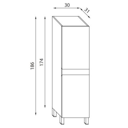 Kupatilski ormarić HENRY 186 cm u mat beloj boji