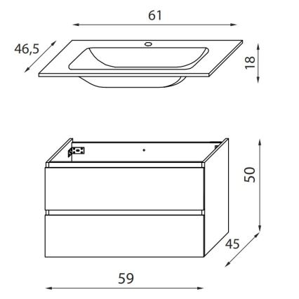 Kupatilski ormarić sa umivaonikom CONOR 61 cm orah/bela