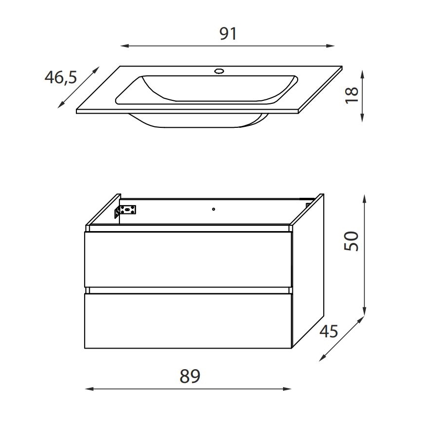 Kupatilski ormarić sa umivaonikom HENRY 91 cm orah