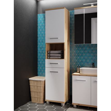 Kupatilski ormarić VENOM bela/hrast artisan