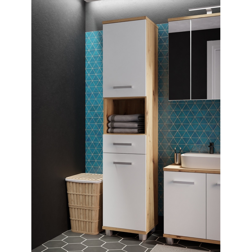 Kupatilski ormarić VENOM bela/hrast artisan