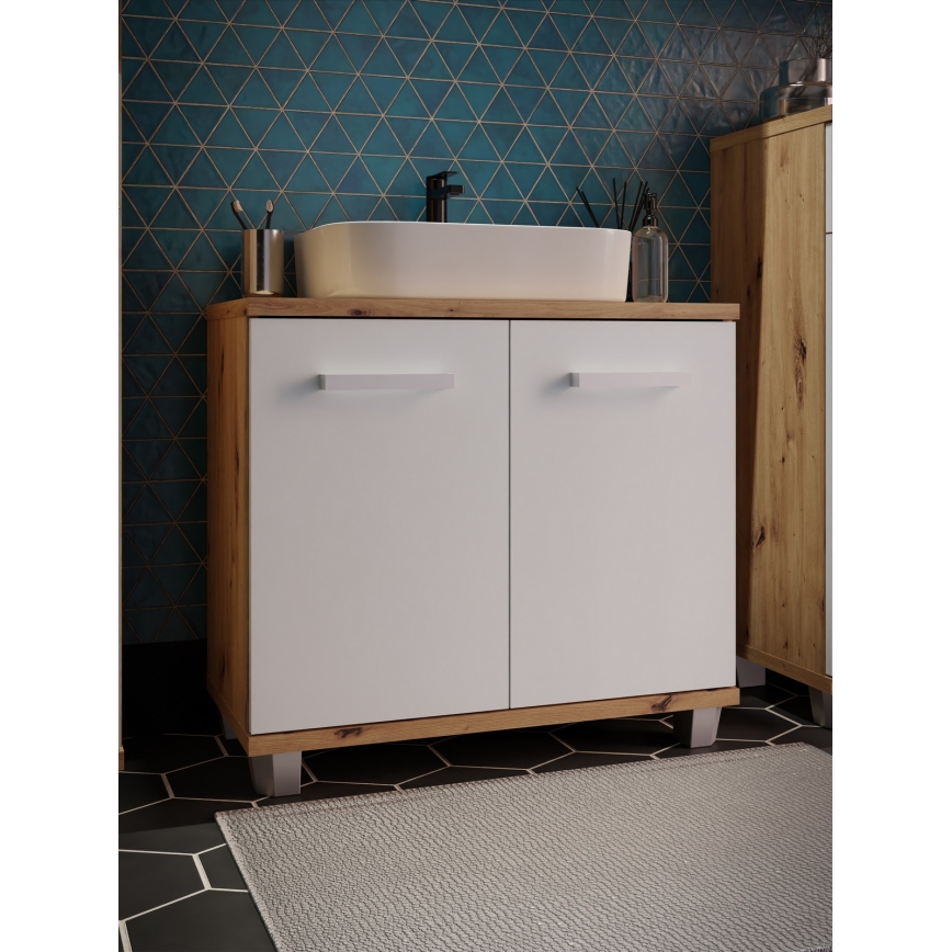 Kupatilski ormarić VENOM beli/hrast artisan