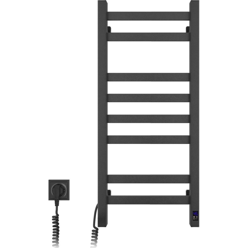 Kupatilski peškirni radijator sa termostatom AVANGARD 251W/230V, 80,6 cm, IP44, crni, levi, kvadratni