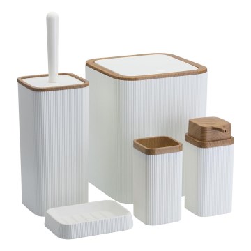 Kupatilski set ZOYA, 5-delni, bela/smeđa