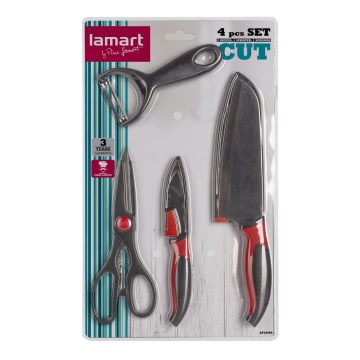 Lamart - Kuhinjski set 4 kom - 2 noža, ljuštilica i makaze