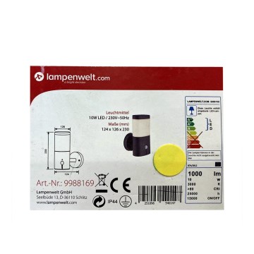 Lampenwelt - LED Spoljašnja lampa sa senzorom LED/10W/230V IP44