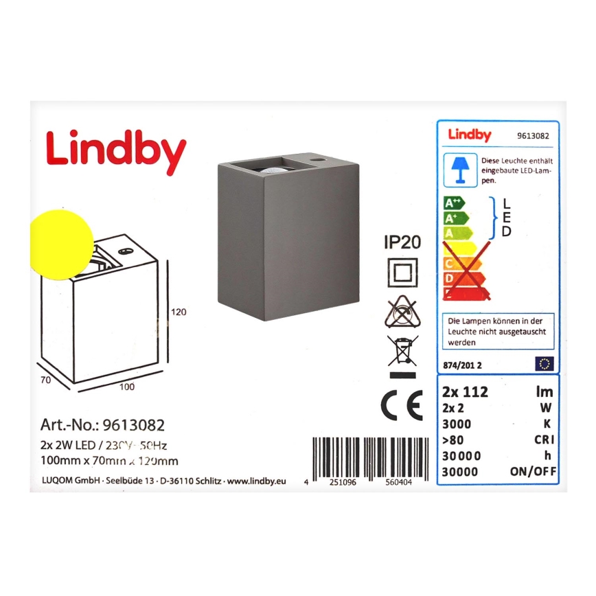 Lampenwelt - LED zidno svetilo CATALEYA 2xLED/2W/230V