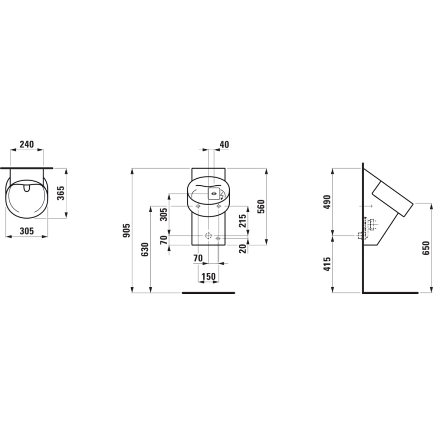LAUFEN H8402867160001 - Pisuar sa senzorom VAL 230V zadnji dovod, zadnji odvod keramika/mat crna