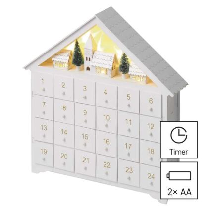 LED adventski kalendar 8xLED/2xAA bela