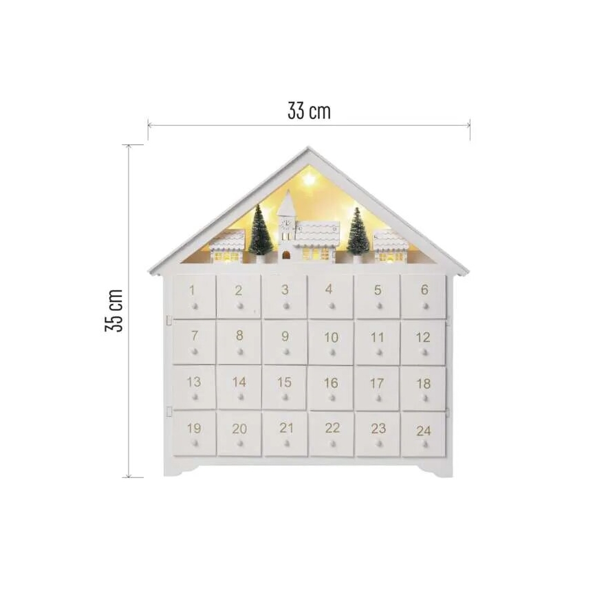 LED adventski kalendar 8xLED/2xAA bela