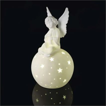 LED božićna dekoracija LED/0,4W/2xAA keramički anđeo