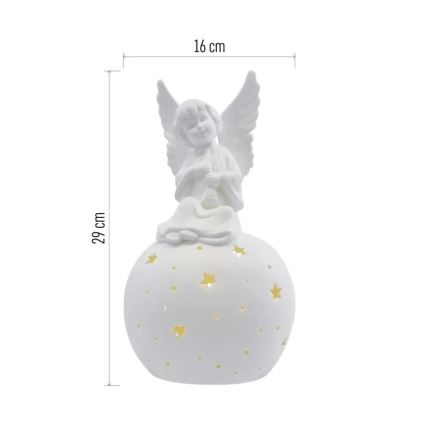 LED božićna dekoracija LED/0,4W/2xAA keramički anđeo
