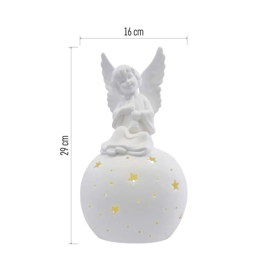 LED božićna dekoracija LED/0,4W/2xAA keramički anđeo