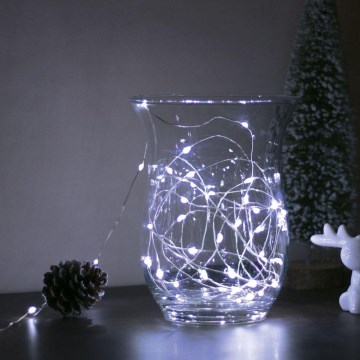 LED božićna girlanda 50xLED/3xAA 5,25m hladno-bela