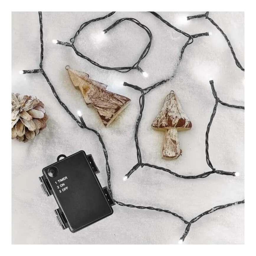 LED božićna girlanda za spoljašnju upotrebu 80xLED/3xAA 6,1m IP44 hladna bela