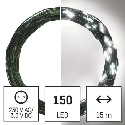 LED Božićna spoljašnja girlanda 150xLED/20m IP44 hladno bela