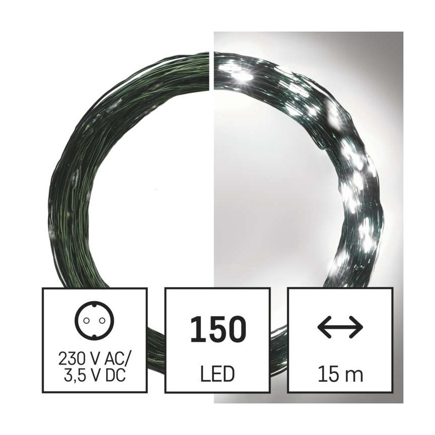 LED Božićna spoljašnja girlanda 150xLED/20m IP44 hladno bela