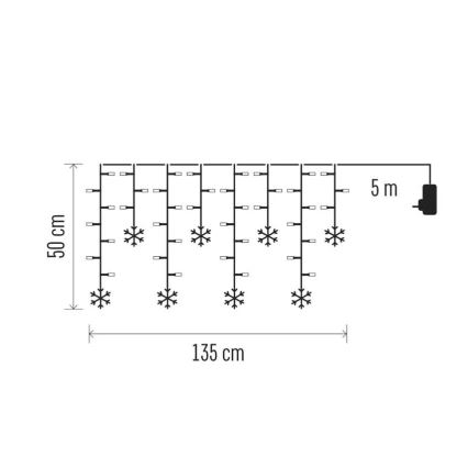 LED božićna zavesa 60xLED/1,35W 635x50 cm hladna bela