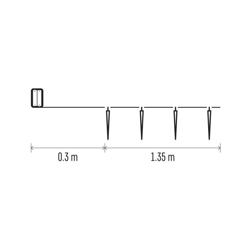 LED Božićne lampice 10xLED/2xAA 1,65m