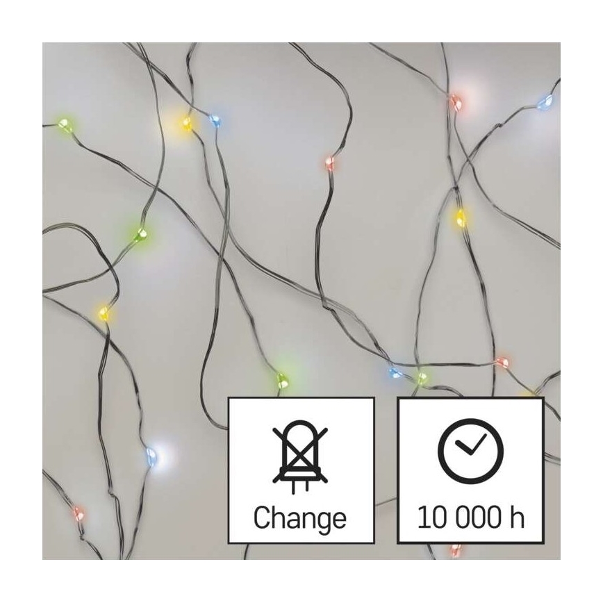 LED Božićne lampice 20xLED/2xAA 2,4m šareni