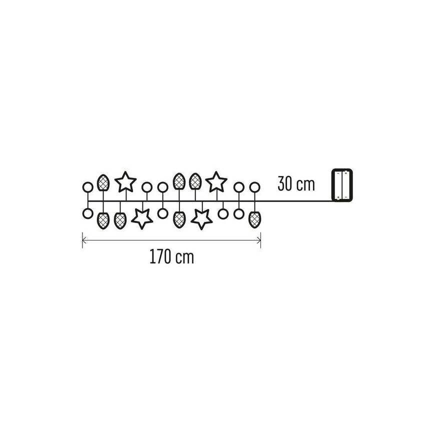 LED Božićne lampice 20xLED/2xAA 2m