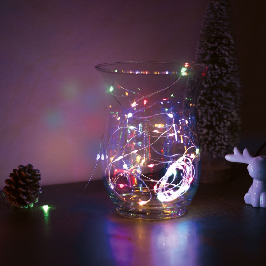 LED Božićne lampice 50xLED/3xAA 5m šareni