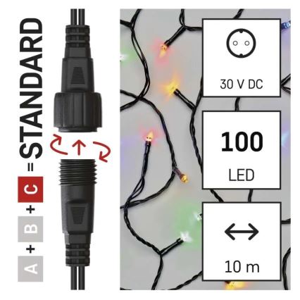 LED Božićne spoljašnje lampice 100xLED/10m IP44 šareni
