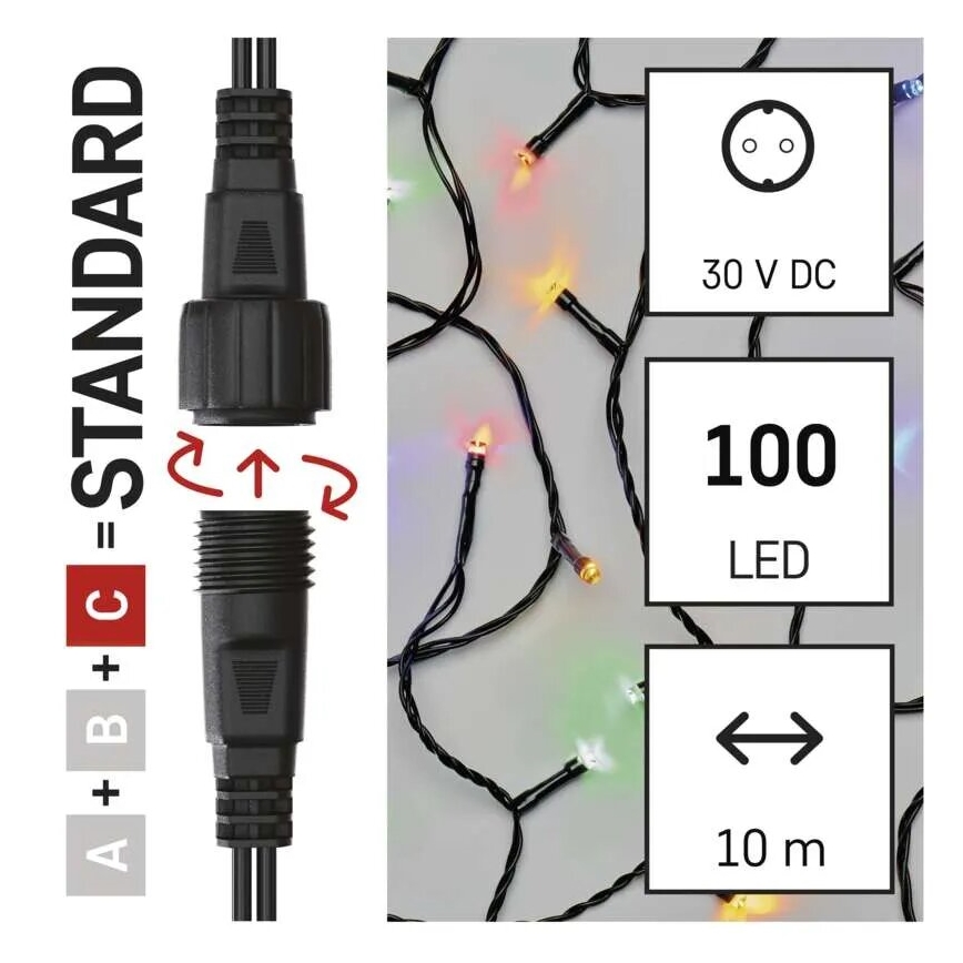 LED Božićne spoljašnje lampice 100xLED/10m IP44 šareni