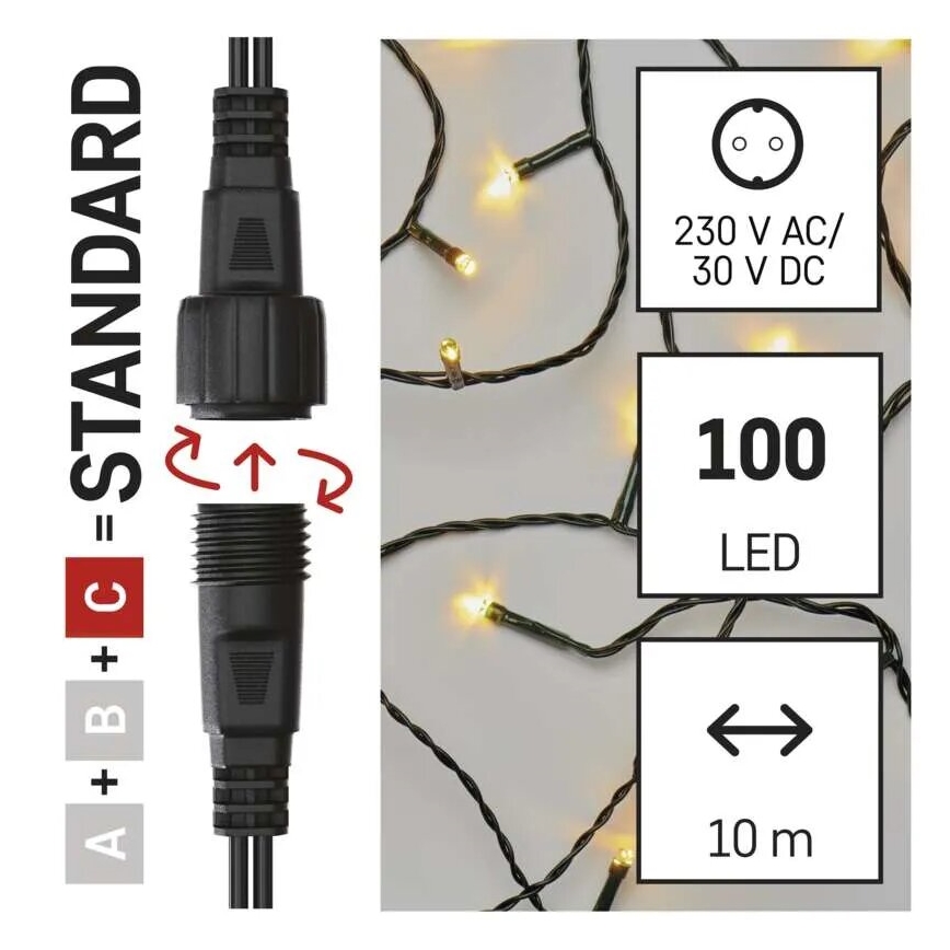 LED Božićne spoljašnje lampice 100xLED/10m IP44 topla bela