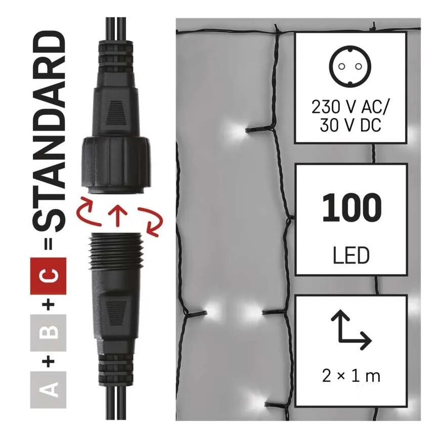 LED Božićne spoljašnje lampice 100xLED/1x2m IP44 hladna bela