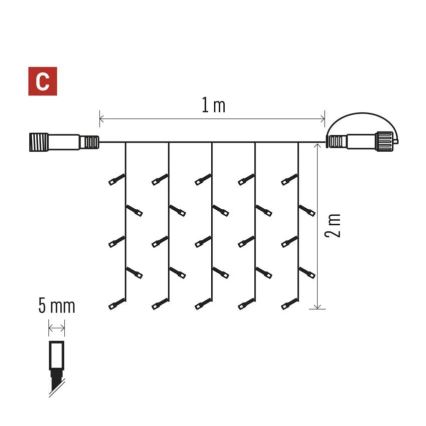 LED Božićne spoljašnje lampice 100xLED/1x2m IP44 hladna bela