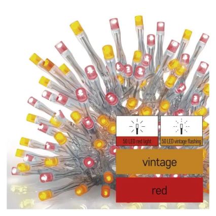 LED Božićne spoljašnje lampice 100xLED/2,5x0,9m IP44 crveno/vintage
