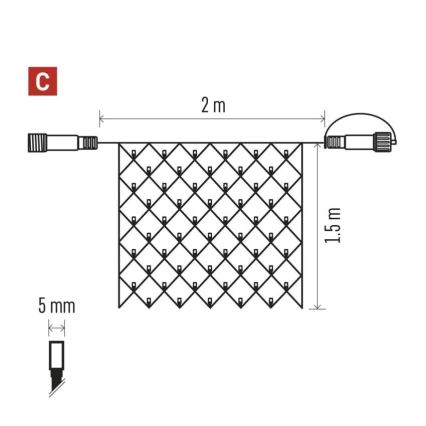 LED Božićne spoljašnje lampice 160xLED/2x1,5m IP44 hladna bela
