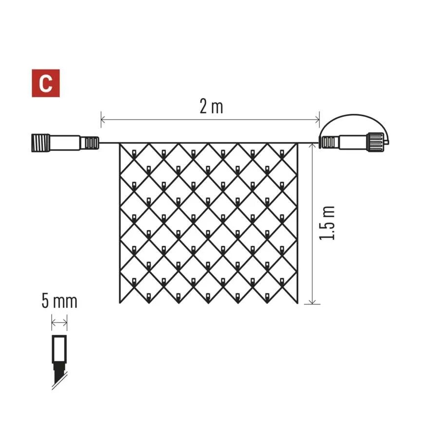 LED Božićne spoljašnje lampice 160xLED/2x1,5m IP44 hladna bela