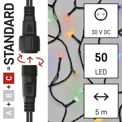 LED Božićne spoljašnje lampice 50xLED/5m IP44 šareni