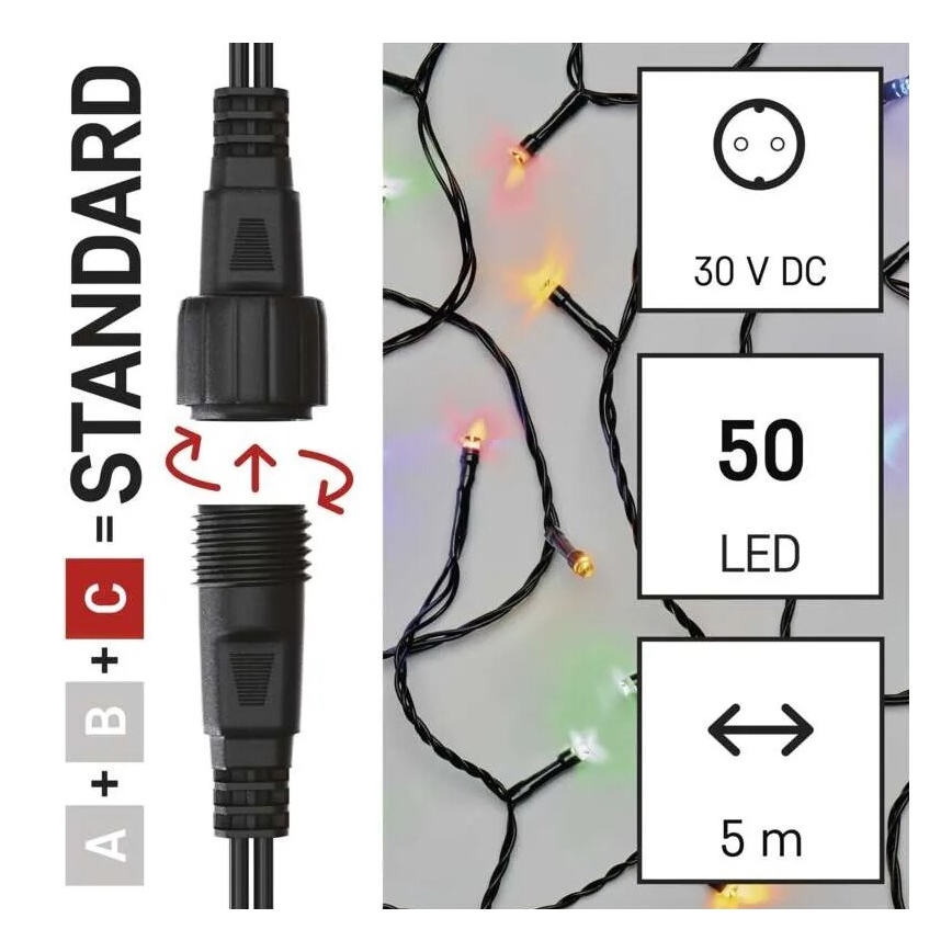 LED Božićne spoljašnje lampice 50xLED/5m IP44 šareni