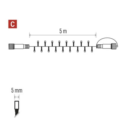 LED Božićne spoljašnje lampice 50xLED/5m IP44 topla bela