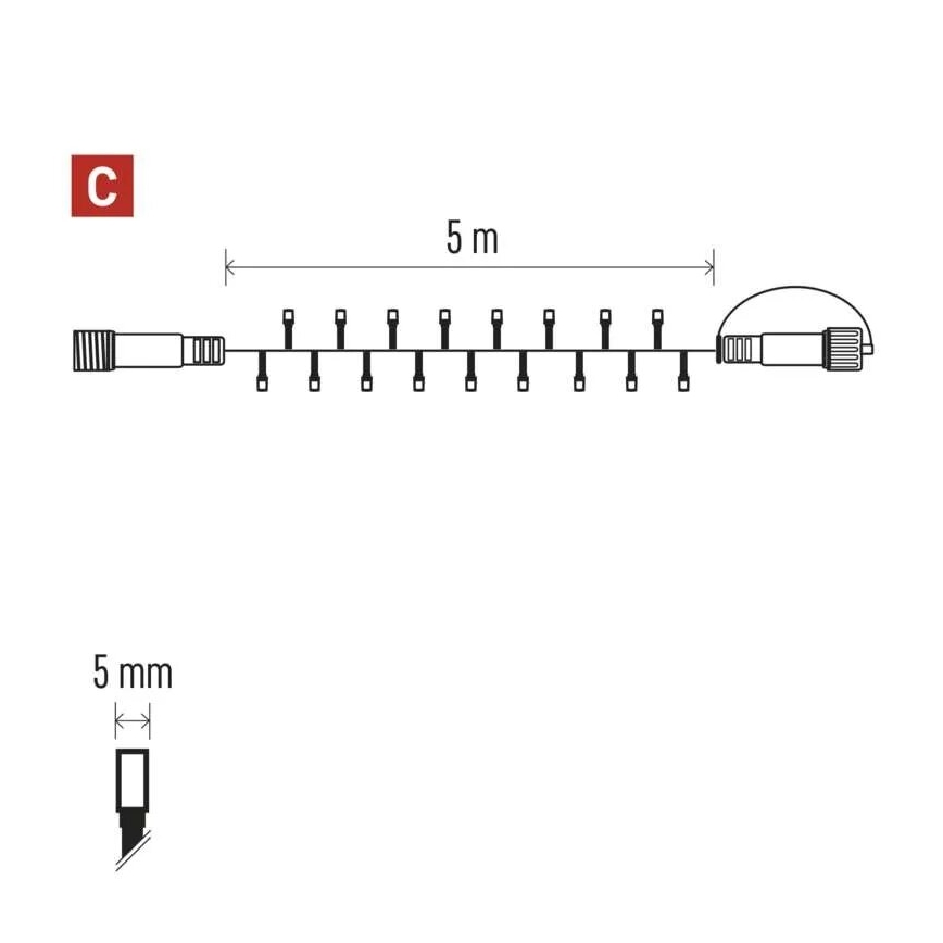 LED Božićne spoljašnje lampice 50xLED/5m IP44 topla bela