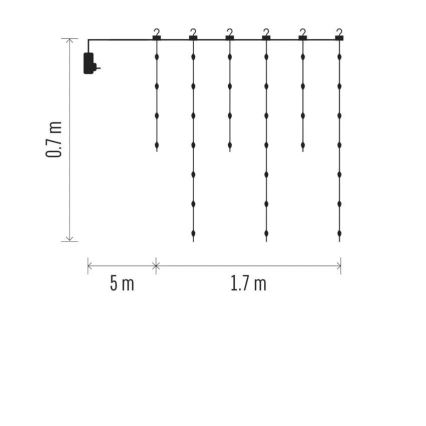 LED Božićne spoljašnje lampice 54xLED/8 funkcije 6,7x0,7m IP44 topla bela