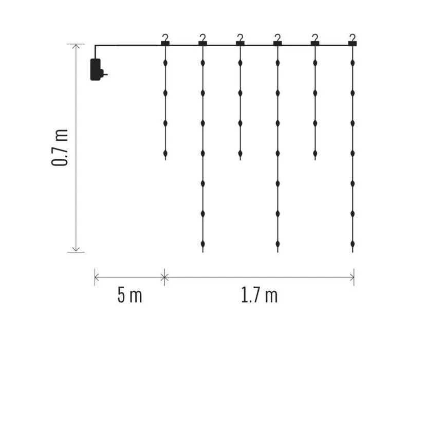 LED Božićne spoljašnje lampice 54xLED/8 funkcije 6,7x0,7m IP44 topla bela