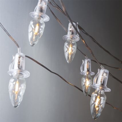 LED Božićne spoljašnje lampice CONE FILAMENT 20xE10 19m prozirna/topla bela IP44, Proizvedeno u EU