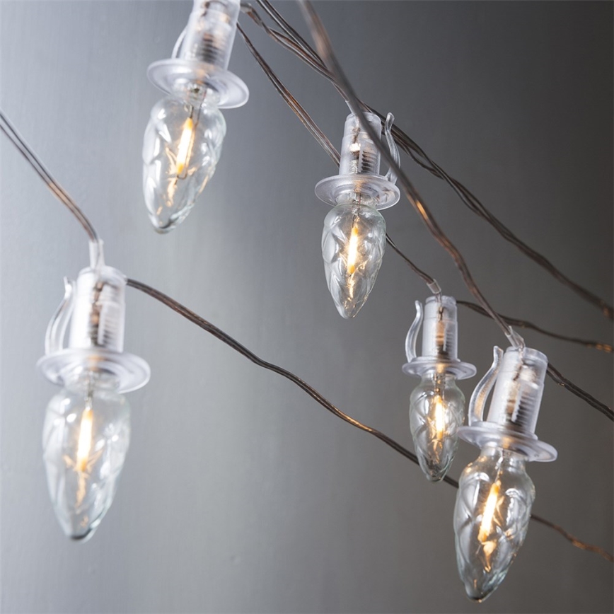 LED Božićne spoljašnje lampice CONE FILAMENT 20xE10 19m prozirna/topla bela IP44, Proizvedeno u EU