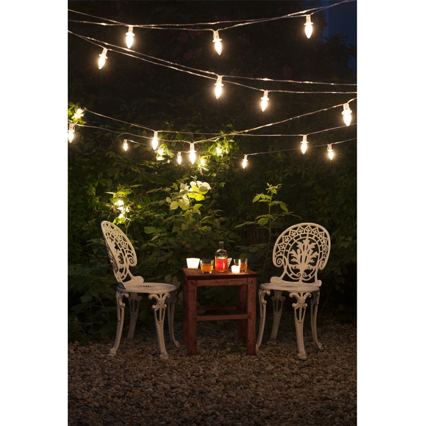 LED Božićne spoljašnje lampice CONE FILAMENT 20xE10 19m prozirna/topla bela IP44, Proizvedeno u EU