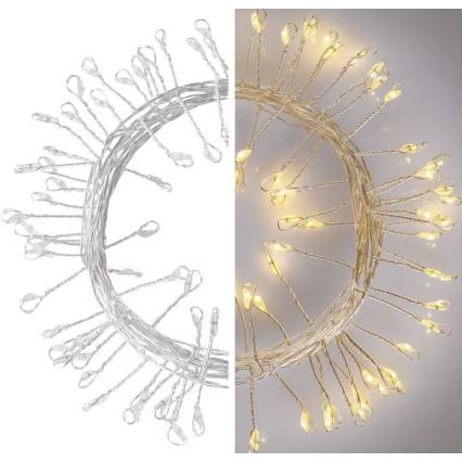 LED božićni lanac 100xLED/3xAA 2,7m topla bela