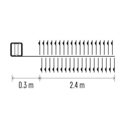 LED božićni lanac 100xLED/3xAA 2,7m topla bela